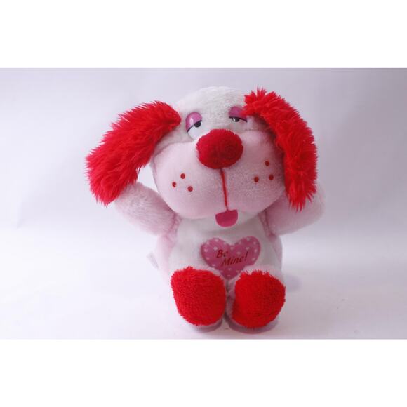 80s Be Mine, Pink-Red-White Plush Puppy, Romantic, Valentine's Day, Gift Idea, - Picture 1 of 2